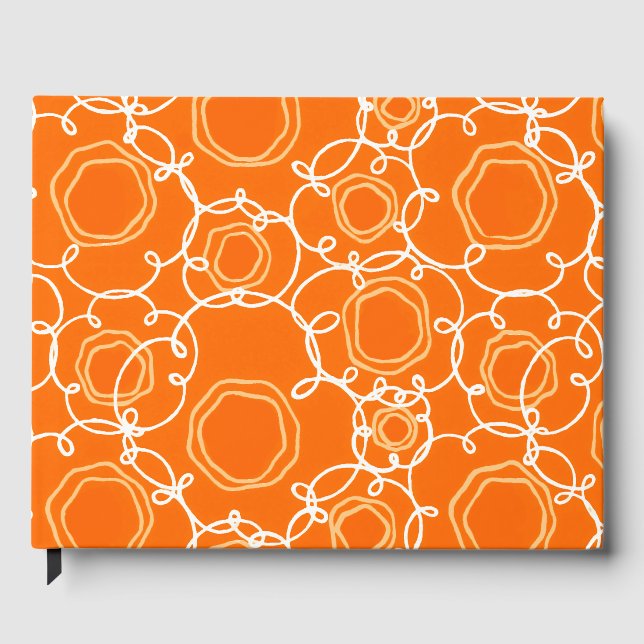 ABSTRACT FLORAL MATRIX IN ORANGE GUEST BOOK (Front)