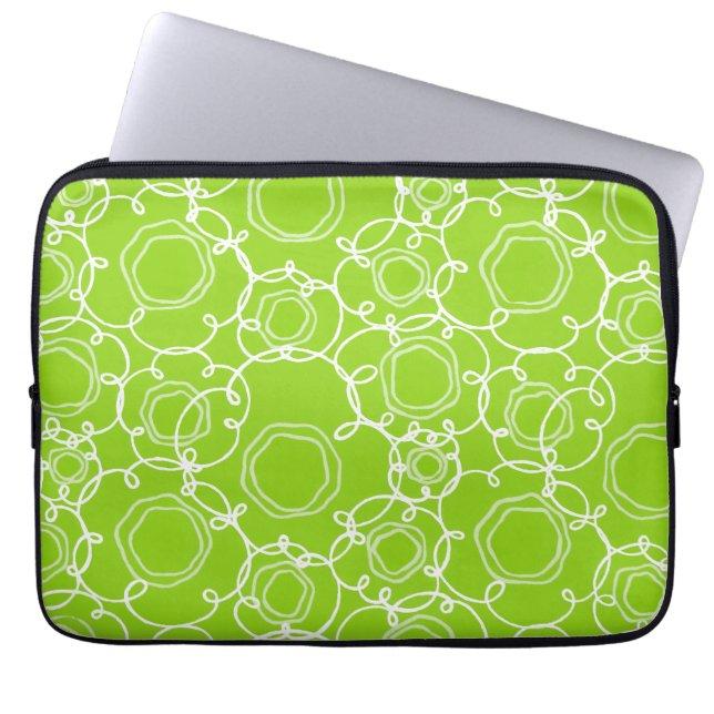 Abstract Floral Matrix (Lime) Fine Art Laptop Sleeve (Front)