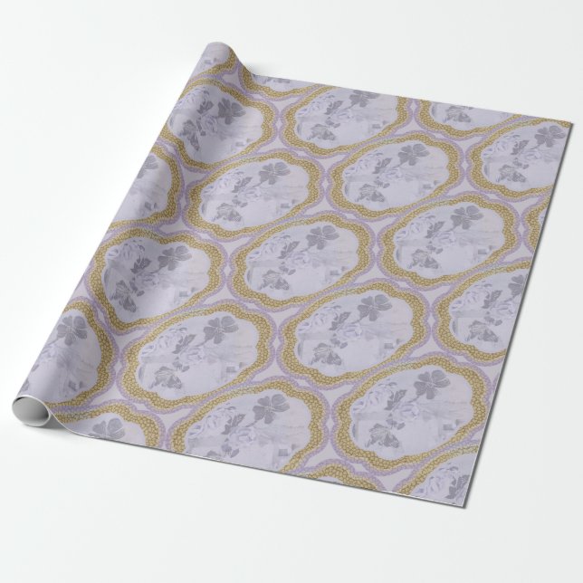 Abstract Floral Medallion Wrapping Paper (Unrolled)