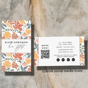 Abstract Floral Mid Century Salon Hair Stylist Business Card