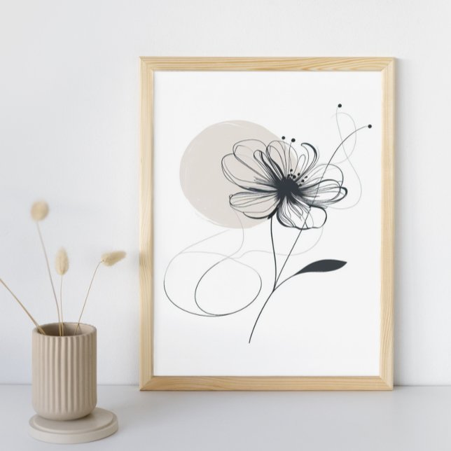 Abstract Floral Minimalist Ink Flower Art Poster (Creator Uploaded)