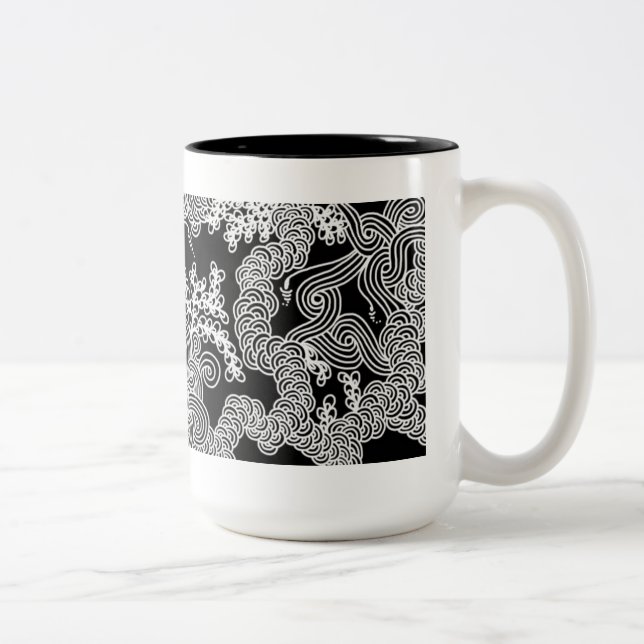 Abstract Floral Mug in Black and White (Right)