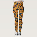 Abstract Floral Mustard & Blue Chic Leggings<br><div class="desc">Complete your outfit in the fall or anytime with these chic floral abstract leggings.  Mustard yellow and blue make fall,  spring,  and summer seasons fun and will bring a punch of color to the winter.</div>