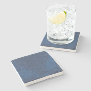 Abstract Floral on Navy Blue Stains Background Stone Coaster