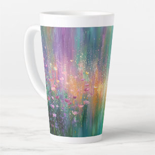 Abstract Floral Painting with Vibrant Colors Latte Mug