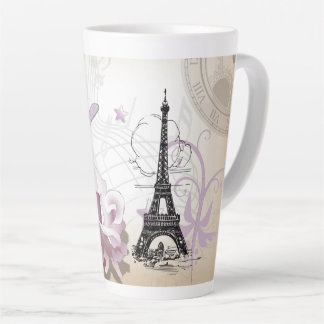 Abstract Floral Paris Eiffel Tower Latte Mug