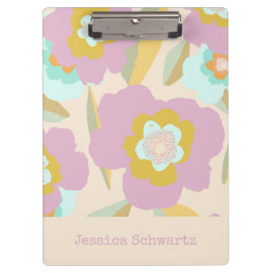 Abstract Floral Pastel Lilac Pattern Personalised Clipboard