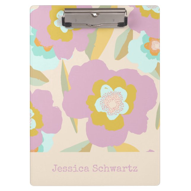 Abstract Floral Pastel Lilac Pattern Personalised  Clipboard (Front)