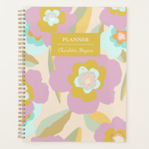 Abstract Floral Pastel Lilac Pattern Personalised Planner