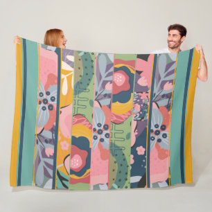 Abstract 🌸 Floral Patchwork Warm Pastel Colours 0 Fleece Blanket