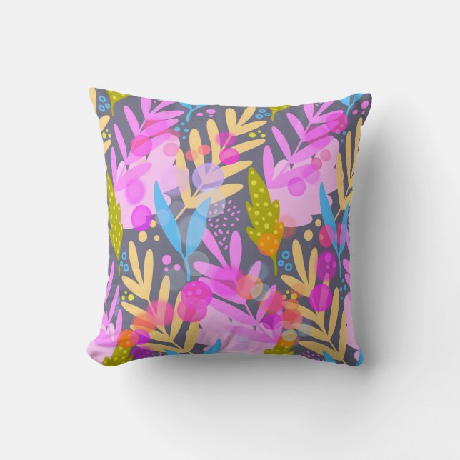 Abstract Floral Pattern Decorative Pillow (Front)