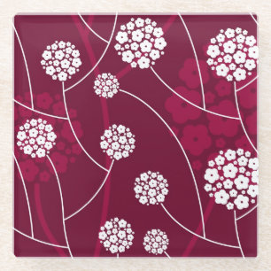 Abstract floral pattern glass coaster