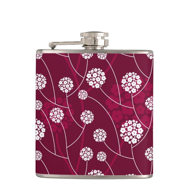 Abstract floral pattern hip flask (Front)