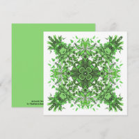Abstract Floral Pattern In Black Green On White