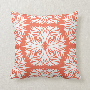Abstract Floral Pattern in Orange Cushion