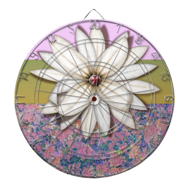 Abstract Floral Pattern in Pink and Blue Dartboard (Front)