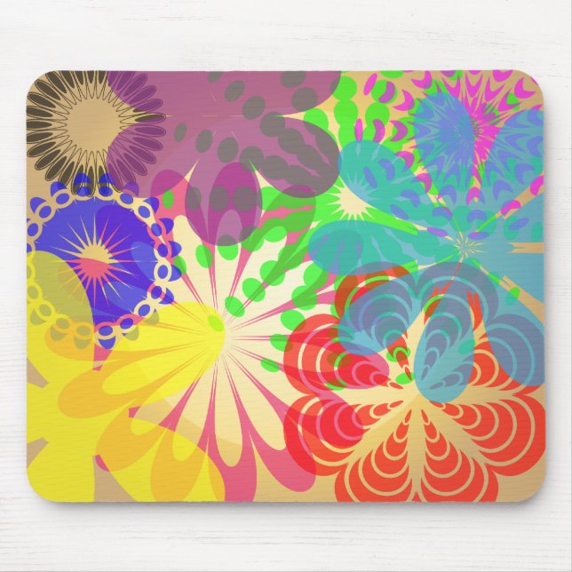 Abstract Floral Pattern Mouse Pad (Front)