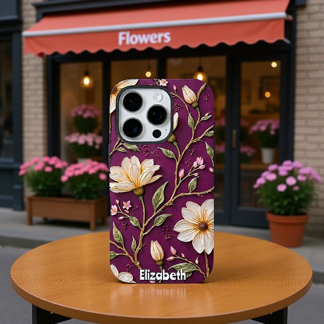 Abstract Floral Pattern on Purple iPhone Case (Creator Uploaded)