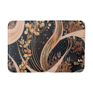 Abstract floral pattern, polka dots, vines bath mat