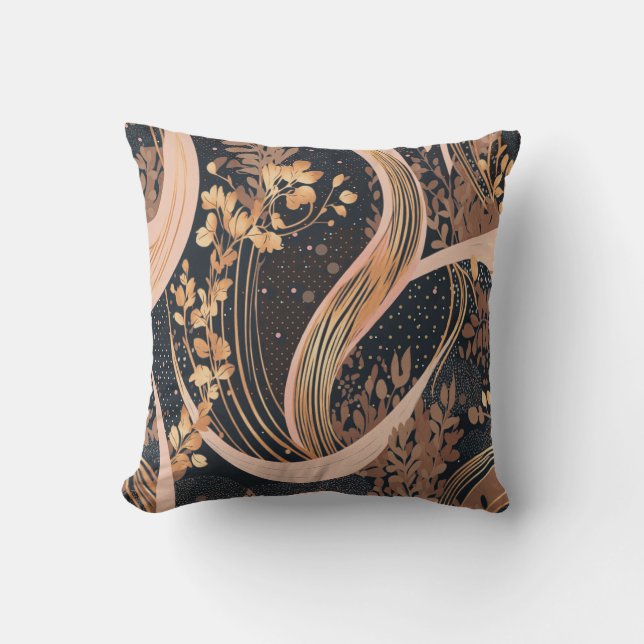 Abstract floral pattern, polka dots, vines cushion (Front)