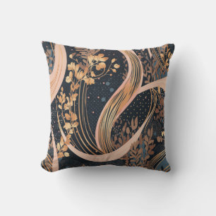 Abstract floral pattern, polka dots, vines cushion