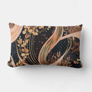 Abstract floral pattern, polka dots, vines lumbar cushion