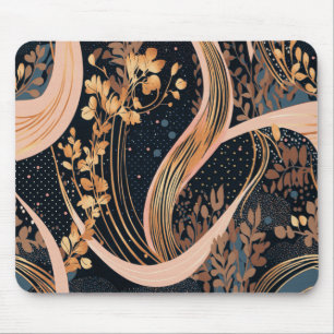 Abstract floral pattern, polka dots, vines mouse pad