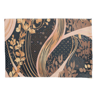 Abstract floral pattern, polka dots, vines pillowcase