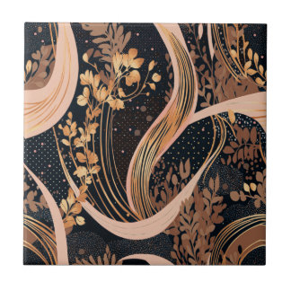 Abstract floral pattern, polka dots, vines tile