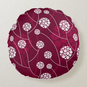 Abstract floral pattern round cushion