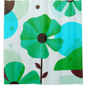Abstract Floral Pattern Shower Curtain