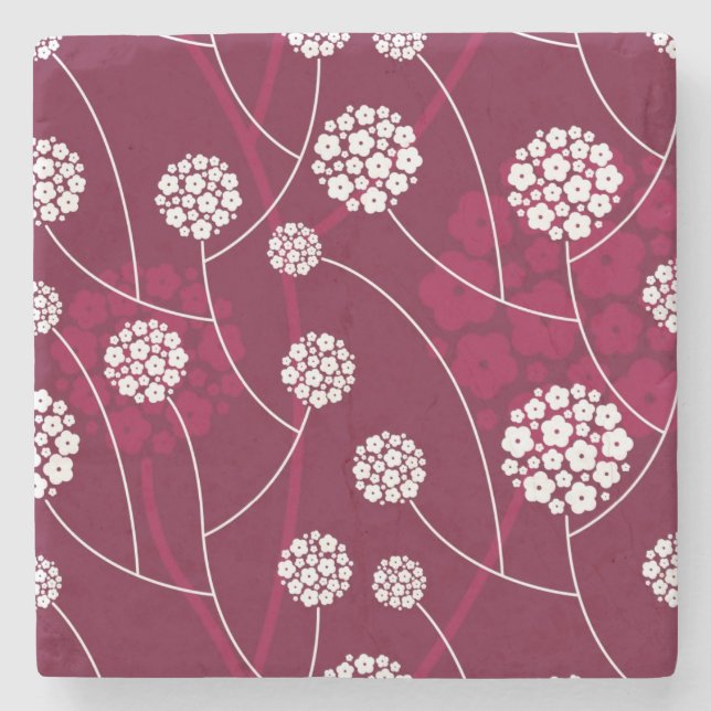 Abstract floral pattern stone coaster (Front)
