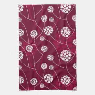 Abstract floral pattern tea towel