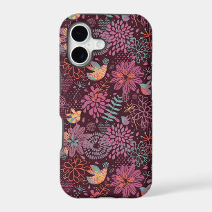 Abstract floral pattern with birds