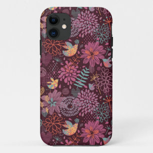 Abstract floral pattern with birds Case-Mate iPhone case
