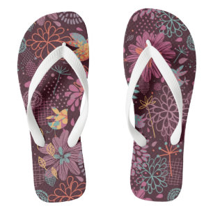 Abstract floral pattern with birds jandals
