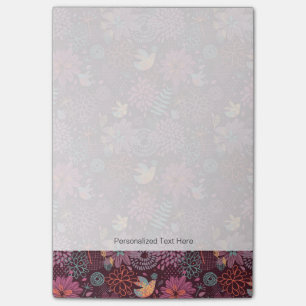 Abstract floral pattern with birds post-it notes