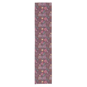 Abstract floral pattern with birds short table runner