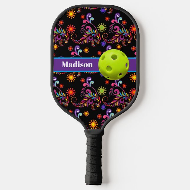 Abstract Floral Pickleball Princess Pickleball Pad Paddle (Back)