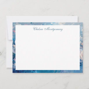 Abstract Floral Pink Blue Painting Personalised Card