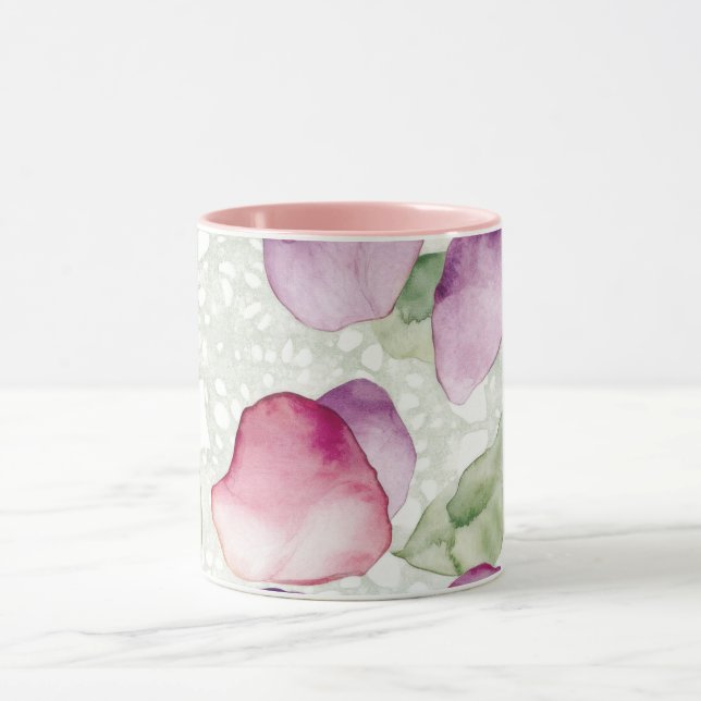 Abstract Floral Pink, Lavender, Green Coffee Mug (Center)