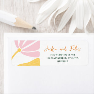 Abstract floral pink & yellow wedding invitation