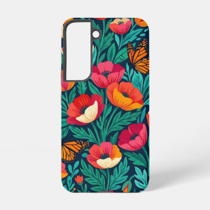 Abstract Floral Poppies Butterflies Samsung Cases