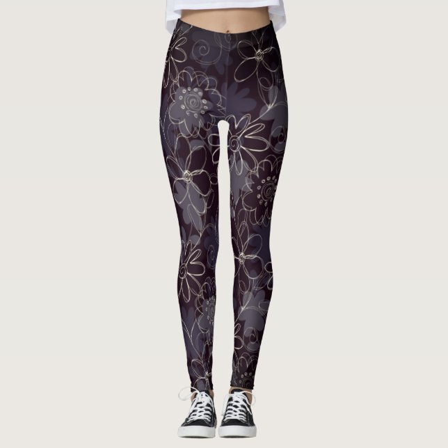 Abstract Floral Print Leggings (Front)