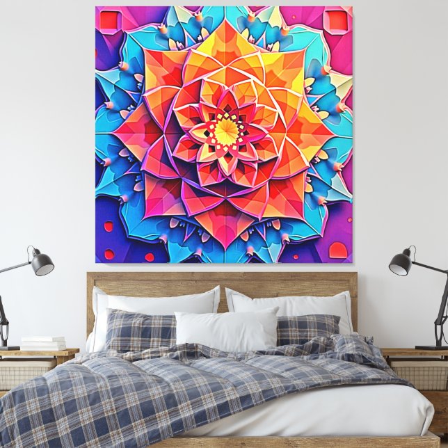 Abstract Floral Prism Energy Print Art (Insitu(Bedroom))