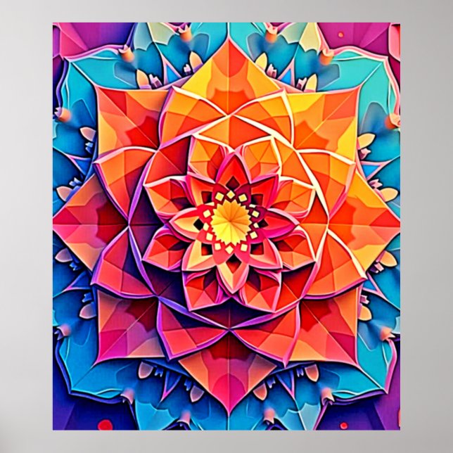 Abstract Floral Prism Energy Print Art (Front)