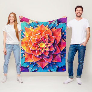 Abstract Floral Prism Energy Print Art Fleece Blanket