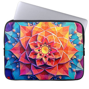 Abstract Floral Prism Energy Print Art Laptop Sleeve