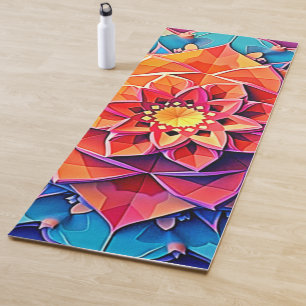 Abstract Floral Prism Energy Print Art Yoga Mat