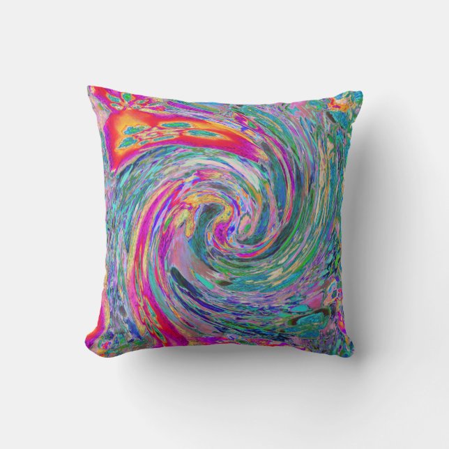Abstract Floral Psychedelic Rainbow Waves of Colou Cushion (Front)